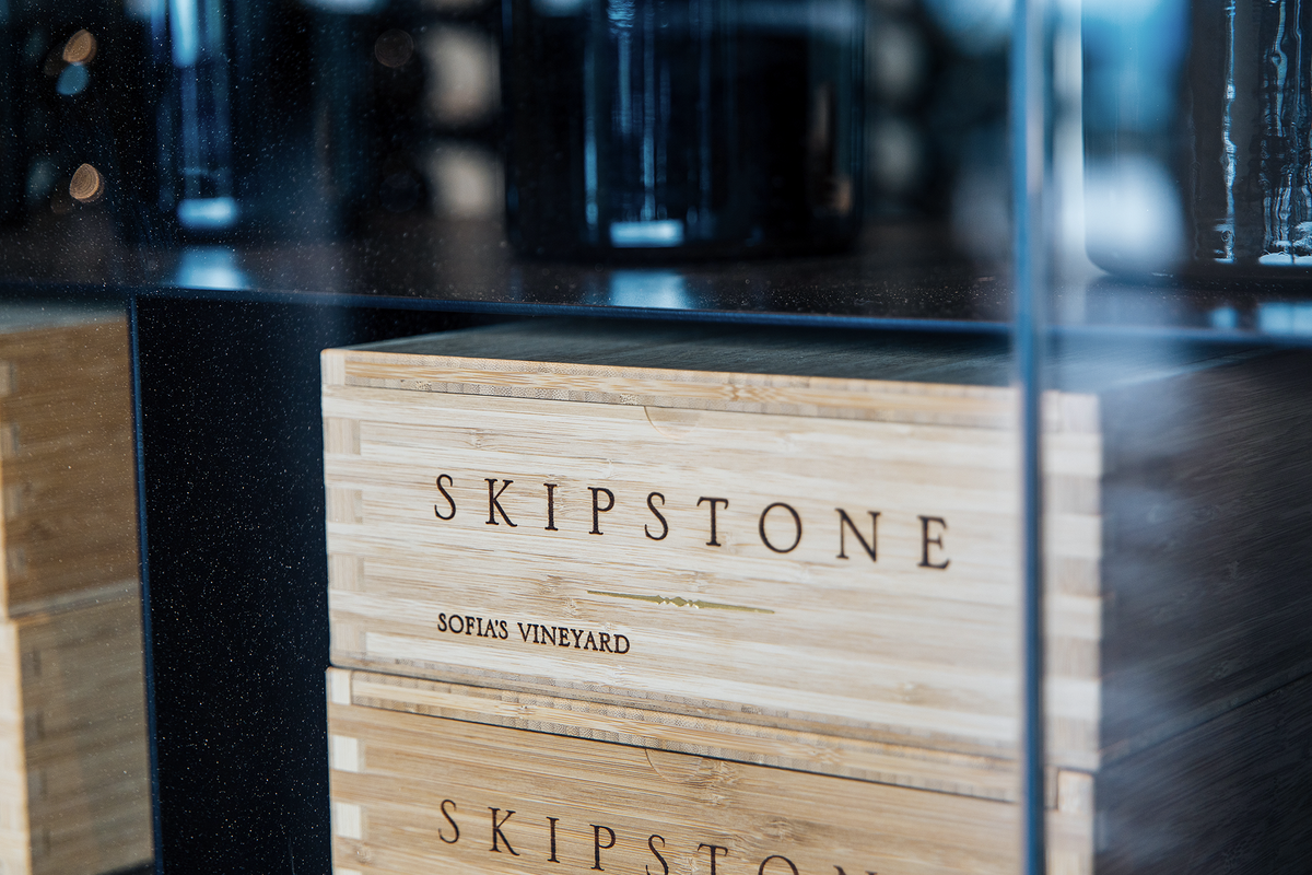 Sofia’s Vineyard wooden wine cases at Skipstone