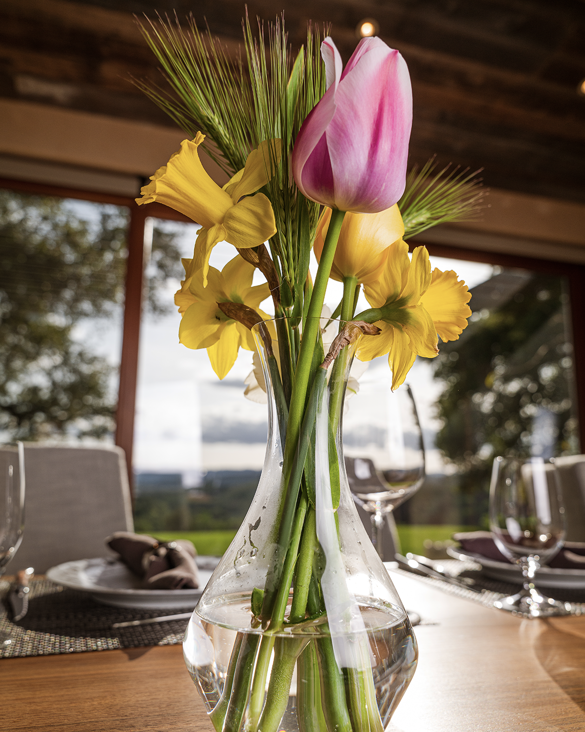 Fresh flowers on the dining table at the Skipstone estate